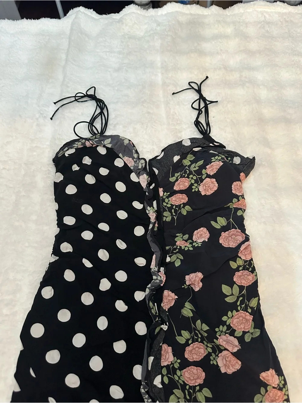 For Love & Lemons Mochi Shirred Mini Dress Roses Polka Dot Floral 39217_6